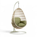 Poltrona sospesa 110 x 110 x 195 cm in metallo e fibra intrecciata beige e verde con supporto