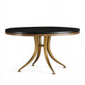Tavolo da pranzo rotondo diametro 120 cm in marmo nero e metallo dorato stile moderno